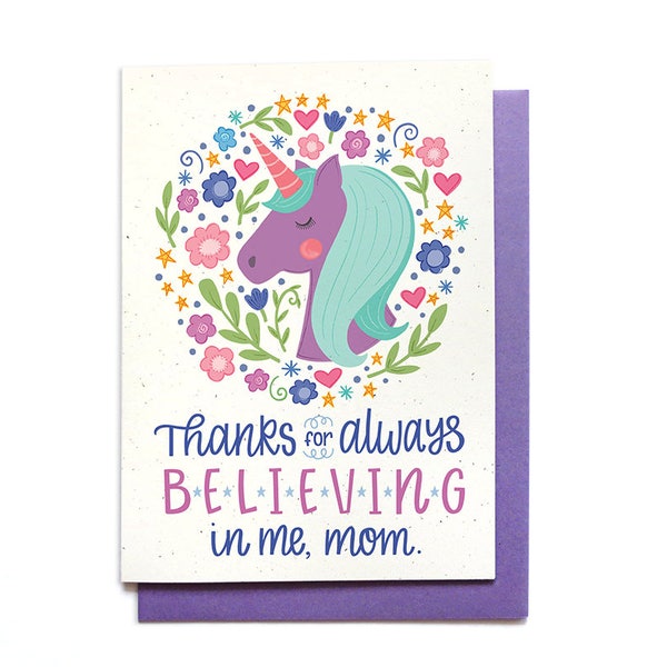Inspirational Mothers Day Card - Unicorn Mom Birthday Card - Mom Thank You Card - Hennel Paper Co. MD35