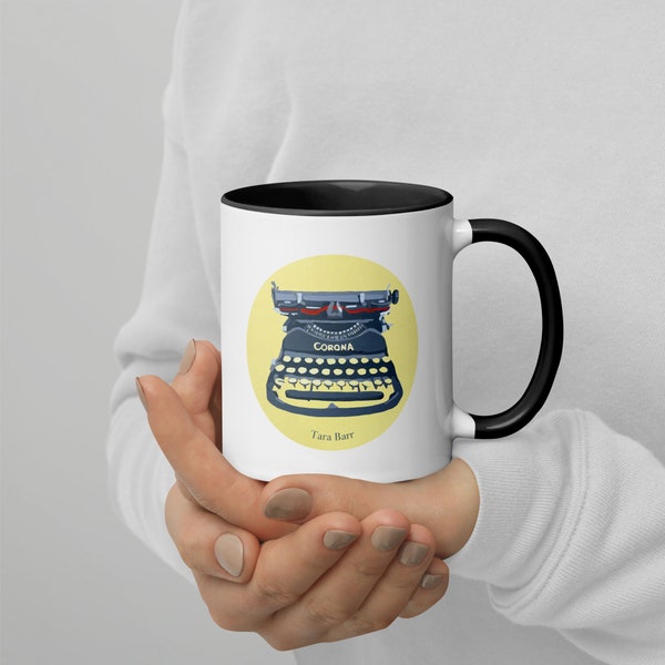 Coffee mug typewriter, coffee mug corona typewriter, coffee mug for writer, pop art typewriter coffee mug, gift for author