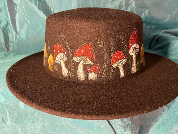Handpainted Brown Felt Hat Hand Painted Felt Hat – Birdie Boutique main image 3