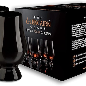 Set of Four Black Glencairn Tasting and Nosing Scotch Whisky Glasses In One Box