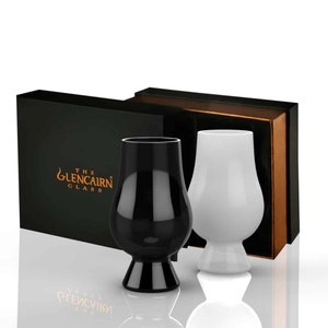 Coffret de dégustation et de nez de whisky écossais Glencairn blanc et noir, deux verres