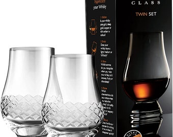 Paquete doble de copas de cata de whisky Glencairn con corte de diamante