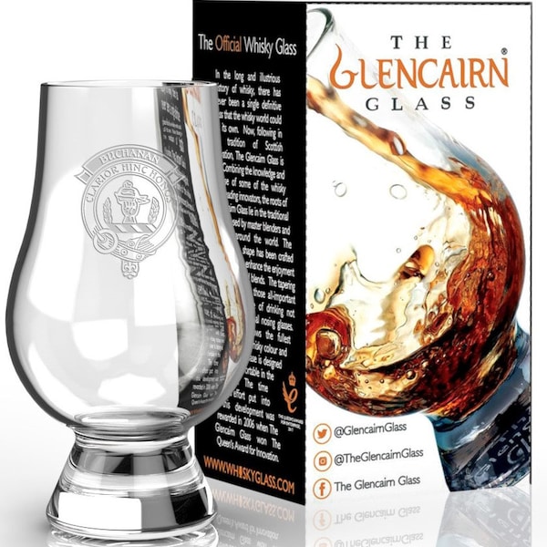 Clan Buchanan Etched Scotch Malt Whisky Glencairn Tasting Glass