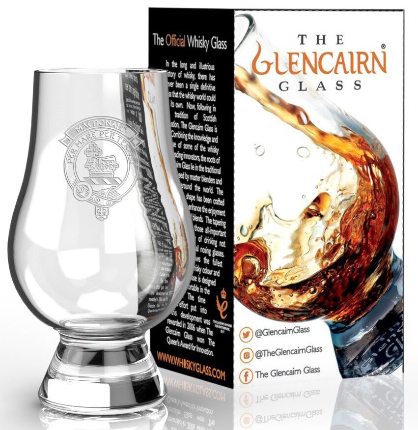 Clan MacDonald Etched Scotch Malt Whisky Glencairn Tasting Glass