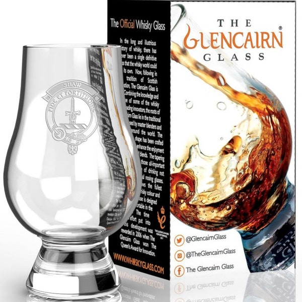 Copa de degustación Glencairn de whisky escocés de malta grabado Clan Shaw