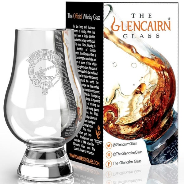 Clan MacMillan Etched Scotch Malt Whisky Glencairn Tasting Glass
