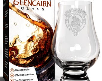 Clan Stewart Etched Scotch Malt Whisky Glencairn Tasting Glass