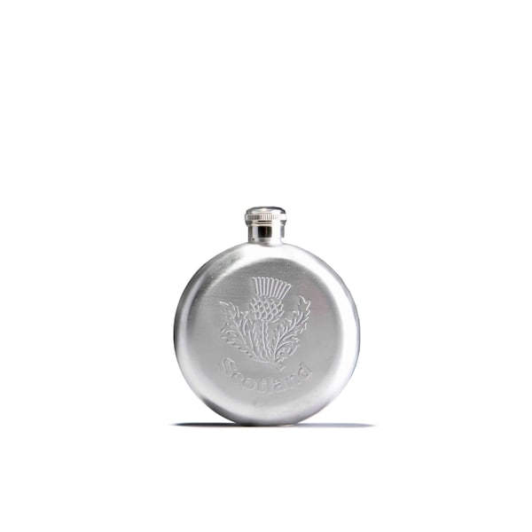 Stainless Steel Thistle Round Hip Flask