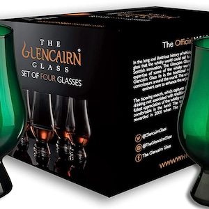 Set of Four Green Glencairn Tasting and Nosing Scotch Whisky Glasses In One Box