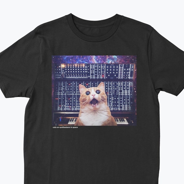 Cats On Synthesizers In Space - Modular Cat T-Shirt