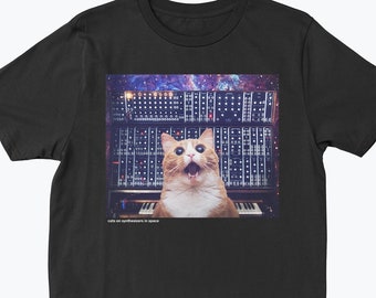 Cats On Synthesizers In Space - Modular Cat T-Shirt