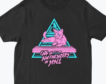 Cats On Synthesizers In Space - Neon T-Shirt