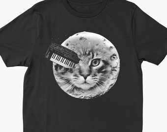 Cats On Synthesizers In Space - Moon T-Shirt