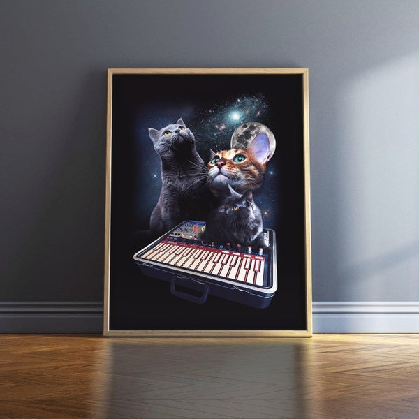 Cats On Synthesizers In Space - Buchla Poster Print A3 (29.7 x 42.0cm)
