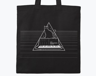 Cats On Synthesizers In Space - Black Canvas Tote Bag