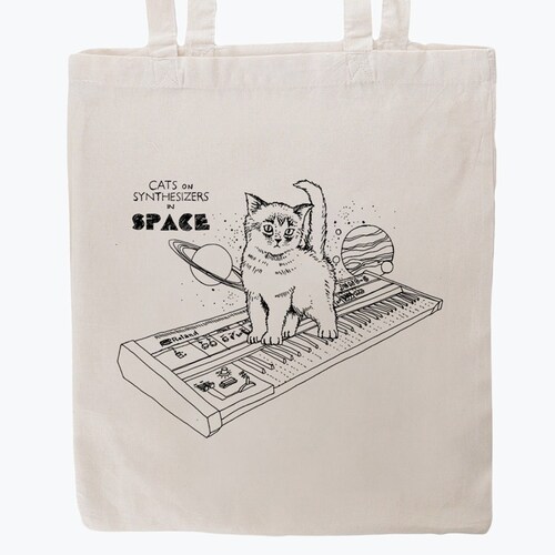 Cats on Synthesizers in Space Canvas Tote Bag - Etsy