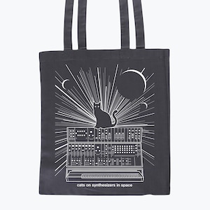 Cats On Synthesizers In Space - Grey Canvas Tote Bag