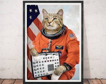 Cats On Synthesizers In Space - Fuzz Aldrin Poster Print A3 (29.7 x 42.0cm)