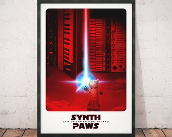 Cats On Synthesizers In Space - Synth Paws Print A3 (29.7 x 42.0cm)