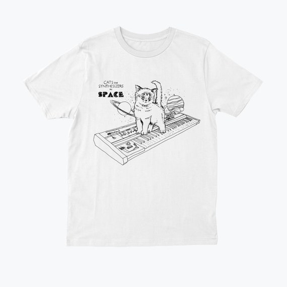 Cats on synthesizers in space store t shirt