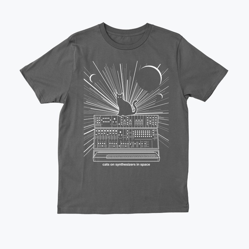 Cats On Synthesizers In Space Grey T-Shirt image 1