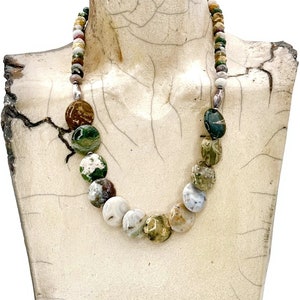 Vintage SX Necklace Agate Sterling Silver Necklace SX 925 RARE Polished Stones Crystals Healing Southwestern Style Disc Necklace