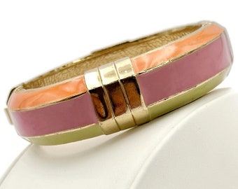 Vintage VALENTINO Bracelet Hinged Bracelet ENAMEL Bracelet Designer Bracelet Pastel Bracelet Cuff Haute Couture Spring GOLD Runway Spring