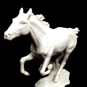 Vintage KAISER Horse Figurine GOLDEN CROWN Porcelain Running Porcelain Horse Figurine Bisque Gerhard Bochmann Mid Century Country Western