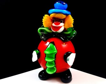 Vintage MURANO Clown Perfect KB Barovier & Toso Koscherak Brothers Murano Glass Clown Italy MCM Gifts for Her Paperweight Circus Bozo Labels