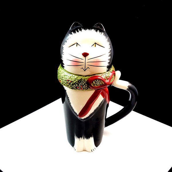 Vintage Cat Mug Cat Latte Mug Cover Latta Mug Cat Coffee Mug Christmas Cat Christmas Coffee The Sakura House Black Cat Holidays Hot Coco