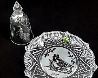 Vintage WATERFORD Bell Waterford Plate 1997 Santa Sleigh Christmas Crystal Irish Ireland Strass Waterford Santa Gifts for Her Memories Gorg