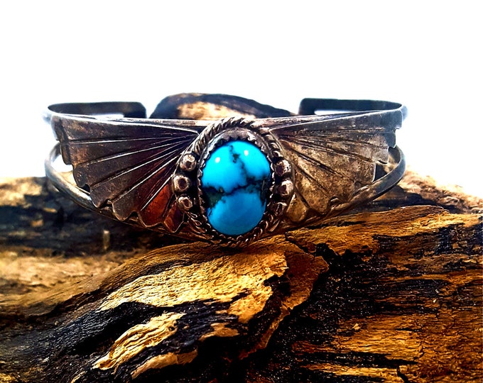 Vintage TURQUOISE Cuff Sterling Silver Cuff Native Cuff Old Pawn Cuff ...