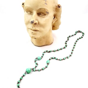 Vintage Art Deco Necklace Matrix GLASS Necklace CZECH Necklace Jadiete Colored Glass Necklace Green Glass Gifts For Her Flapper Era Classic