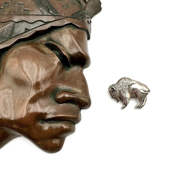 Vintage Sterling Silver Buffalo Brooch Bison Brooch Native American Brooch Native Sterling Western Rodeo Yellowstone GS Glenn Sandoval Tipi