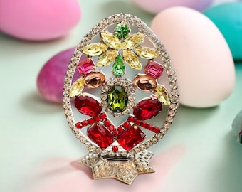 Vintage CZECH Egg Rhinestone Egg Easter Egg Easter Bunny Easter Decoration Holiday Decoration Rare Collectible Spring Decoration Rabbit