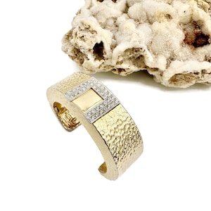 Vintage Kenneth Lane Cuff KJL Cuff Gold Plated Cuff 1990s Cuff Small Wrist Hinged Cuff Bracelet Bold Gold  Luxury Rhinestone Statement Nice
