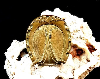 Antique Needle Case AVERY SON REDDITCH Horseshoe Needle Case Brass Needle Case Victorian Needle Case 1800s Sewing Notion Good Luck Tailor
