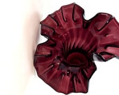 Antique VICTORIAN Vase Amethyst Purple Blown Glass Crimped Edges Swirl Pattern MASSIVE Elegant EXCELLENT Condition