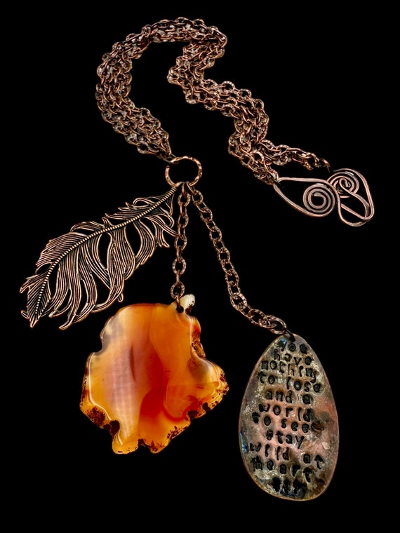 Vintage Talisman Necklace Copper Necklace Good Lu… - image 3