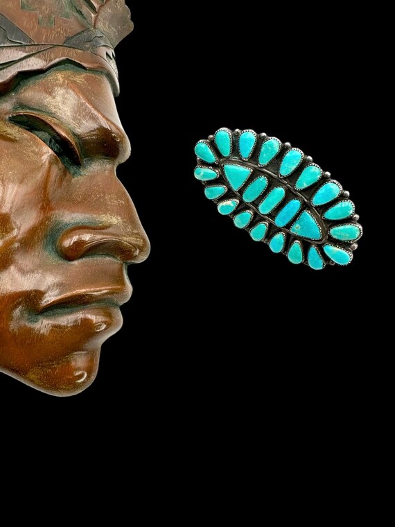 Vintage Turquoise Ring Cluster Ring Native Americ… - image 10