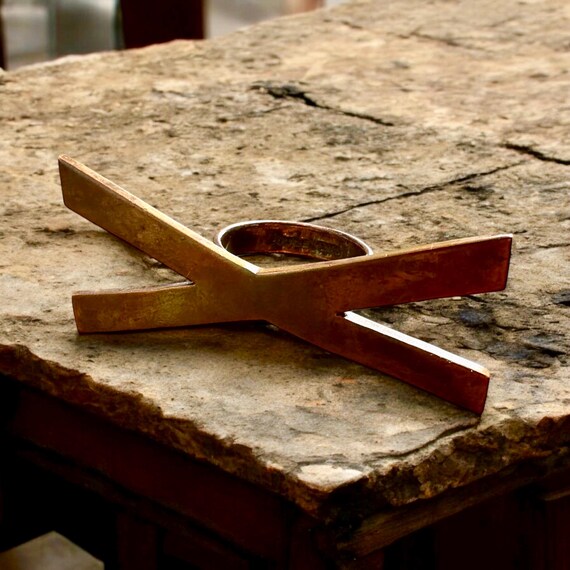 Vintage Mexico Ring Massive Ring X Ring Copper Ri… - image 1