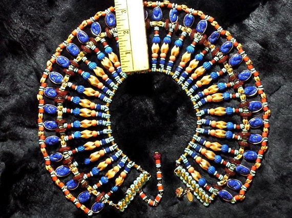 Vintage Miriam Haskell Necklace Signed Egyptian B… - image 4