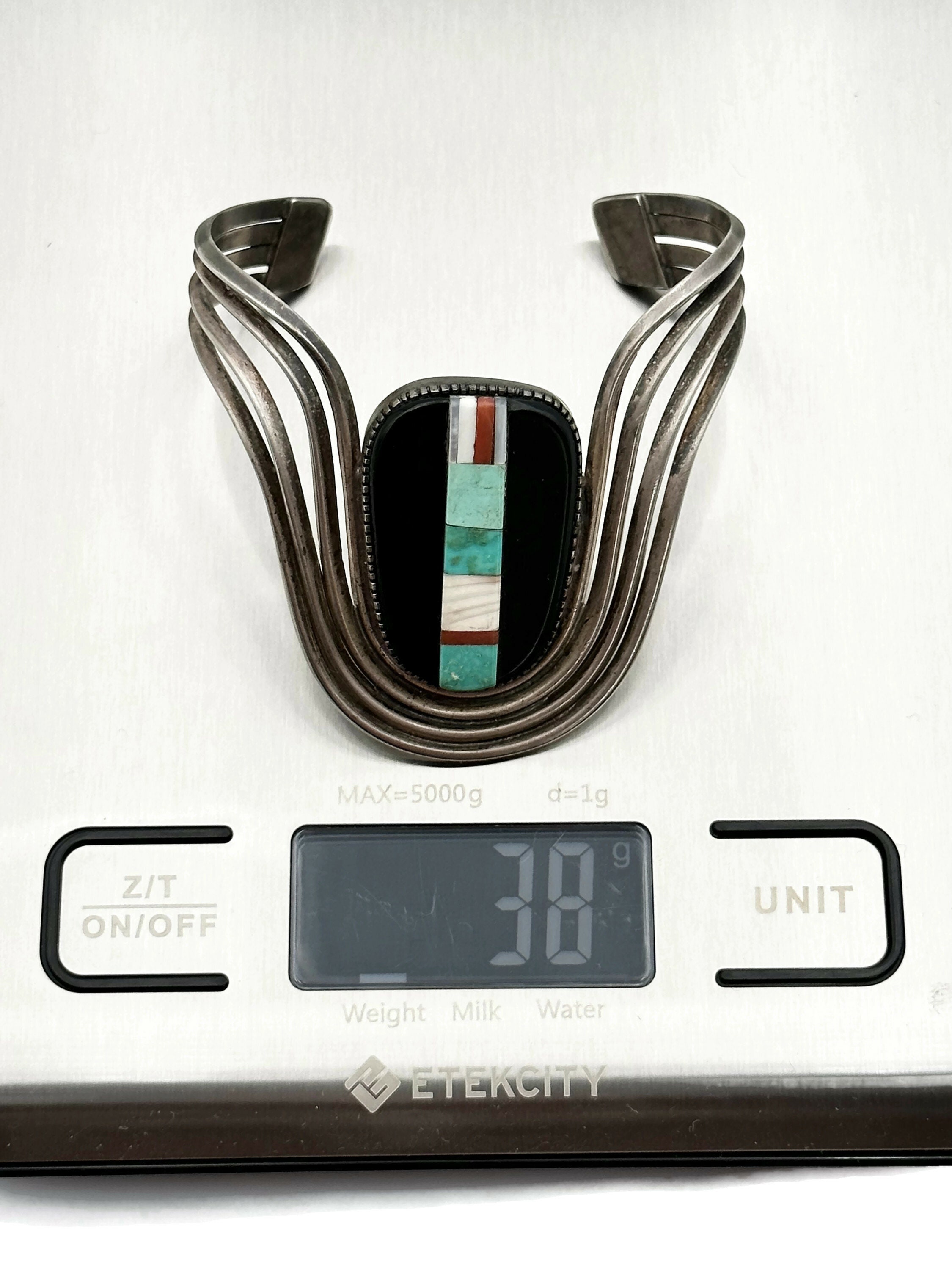 Vintage TURQUOISE Cuff Sterling Silver Cuff Inlaid Native Cuff Old Pawn ...