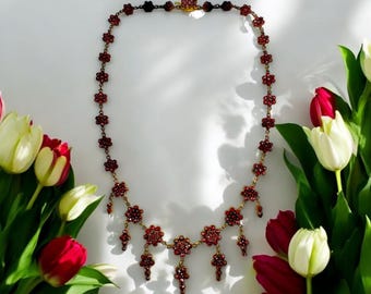 Victorian BOHEMIAN GARNET Necklace Victorian Necklace Gold Gilt Brass CZECH Garnet Czech Necklace Antique Necklace Gifts For Her