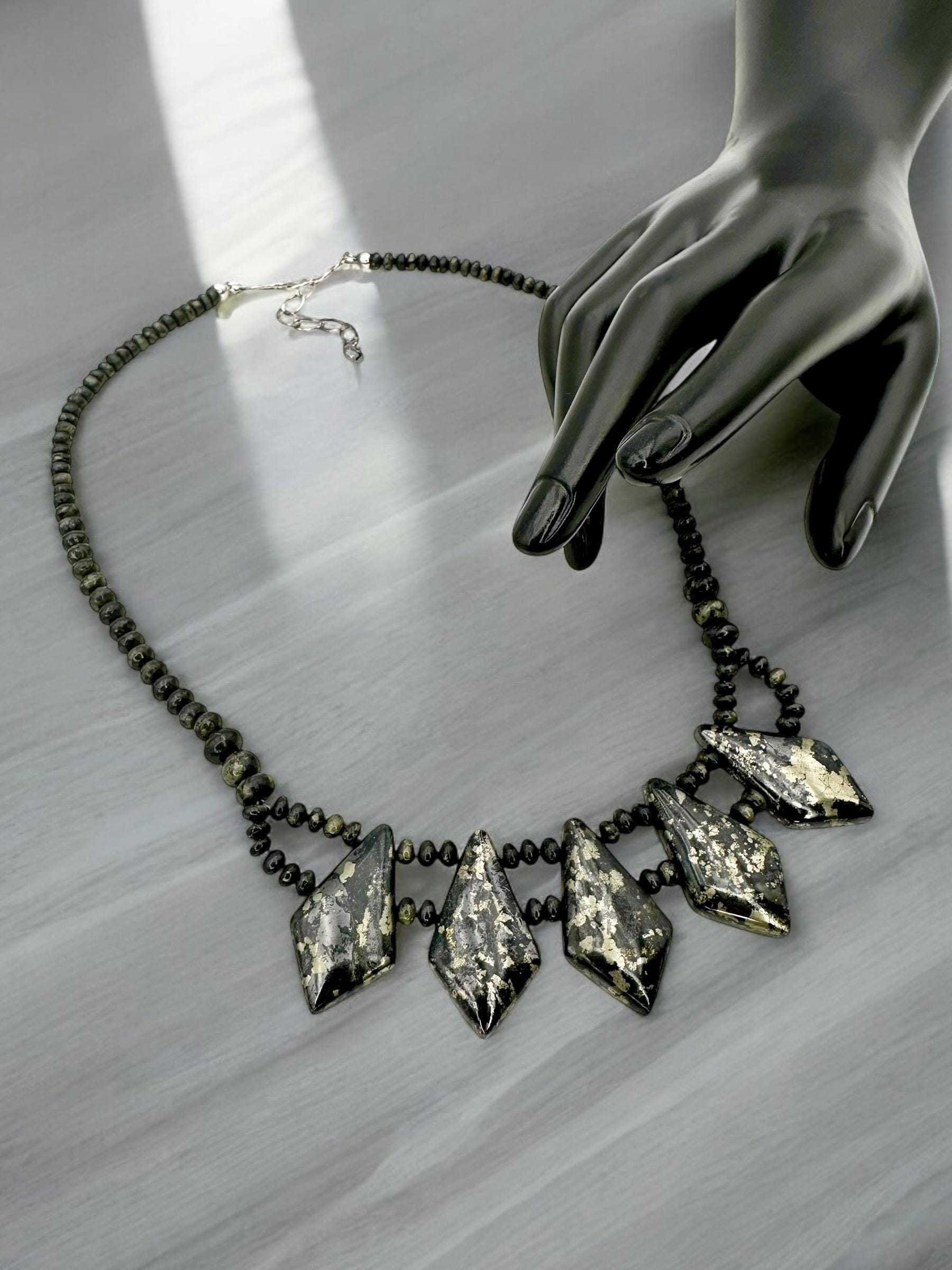 Vintage Jay King Necklace DRT Necklace Black Magnetite Silver Pyrite Necklace Sterling 925 Mine Finds Necklace Desert Rose Trading DTR Gift