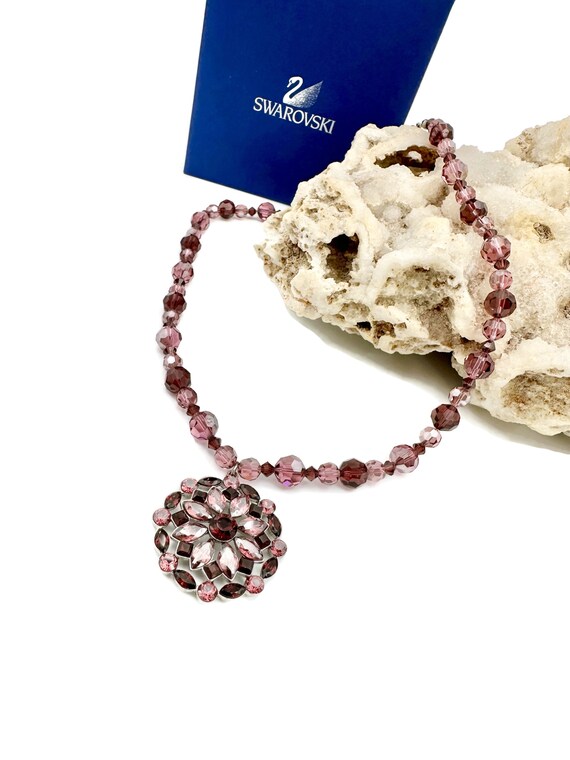 Vintage SWAROVSKI Necklace Purple Necklace Pink N… - image 10