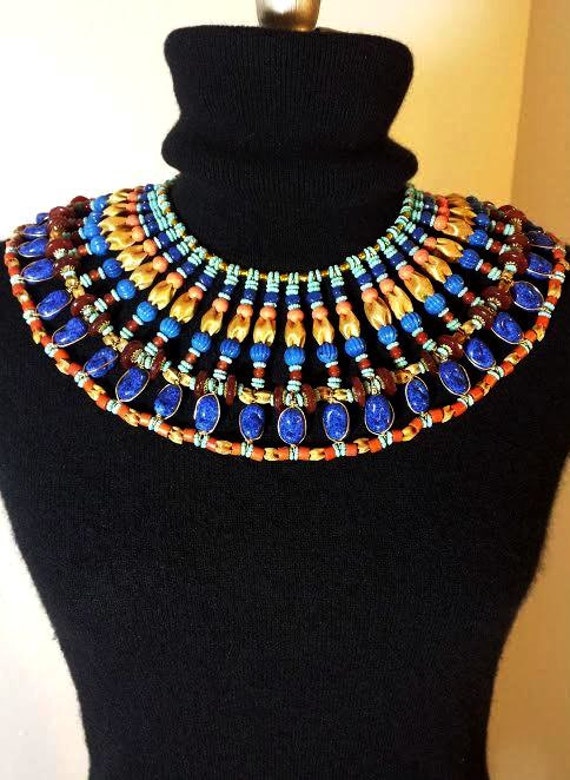 Vintage Miriam Haskell Necklace Signed Egyptian B… - image 2