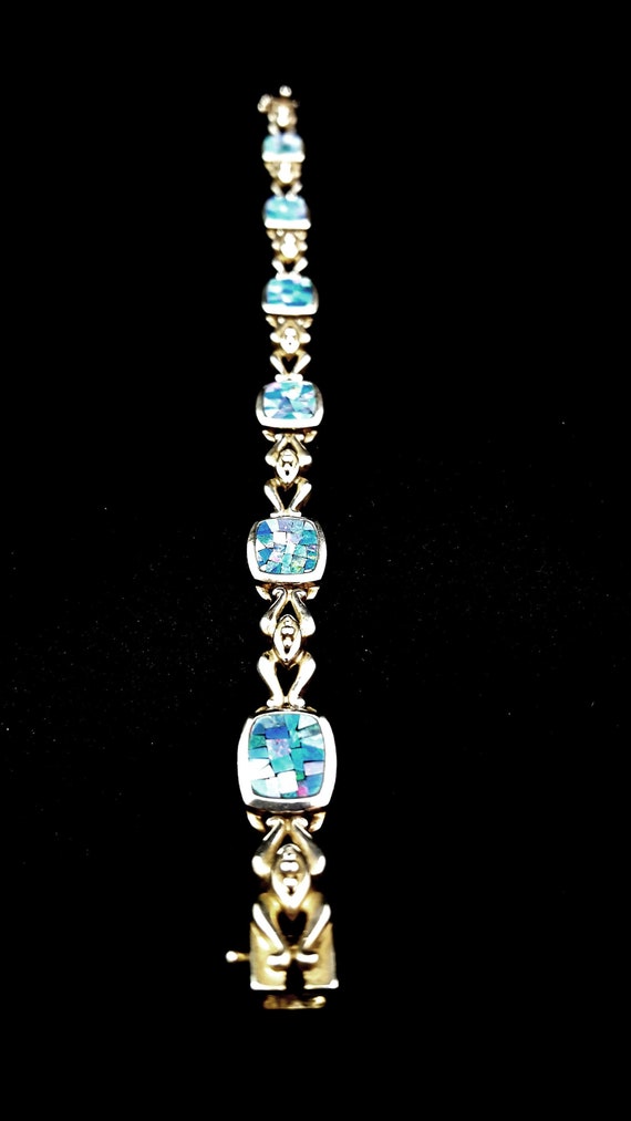 Bracelet Art Déco Opale Et Diamant Trèfle – Or 14K, Vintage Victorien – Occasion, Bijou Ancien De Collection