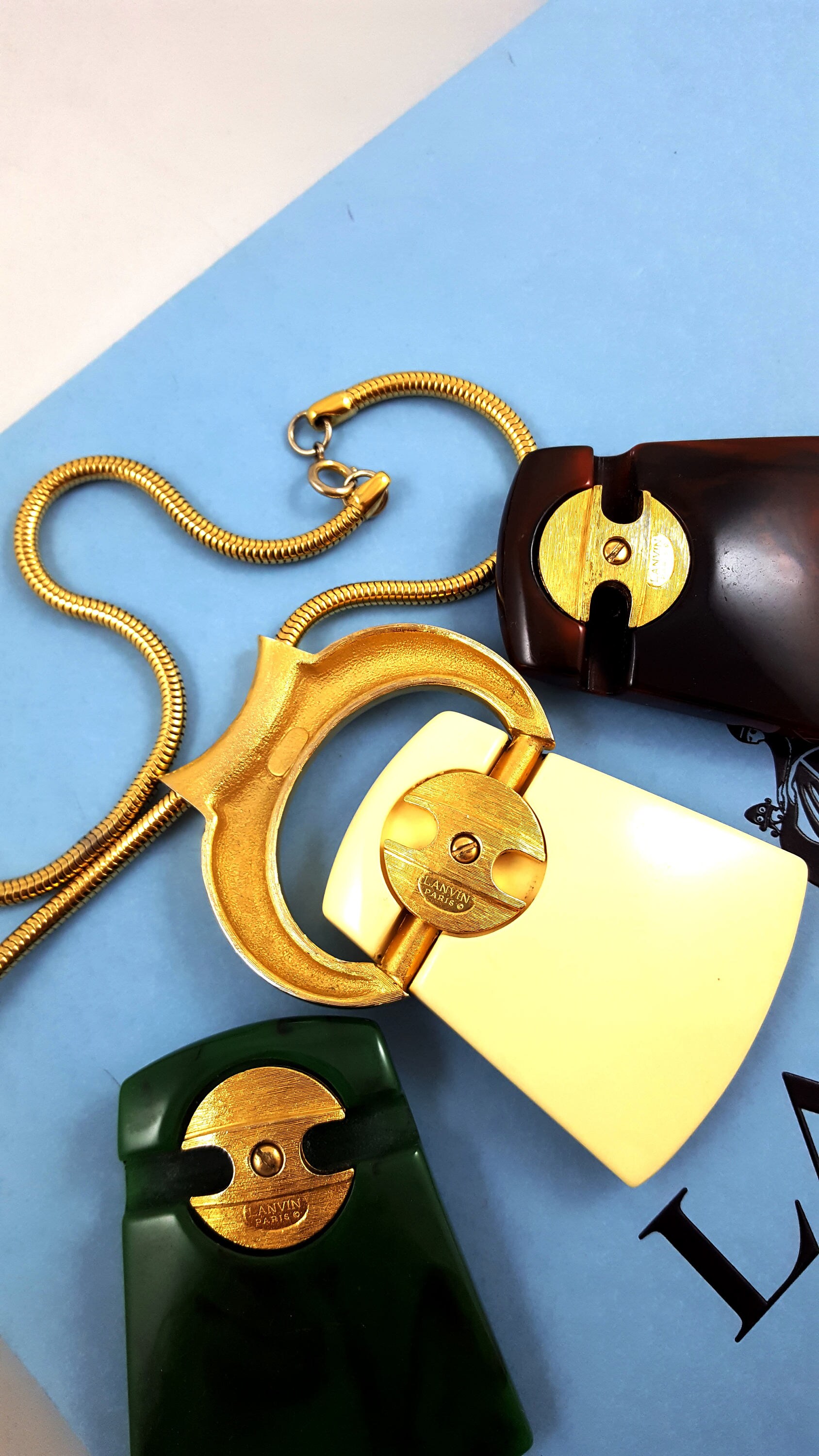 Lanvin/Pearl＆bijoux necklace/France Lanvin Silk Knot Wrap Around Ivory White Faux Pearl Necklace