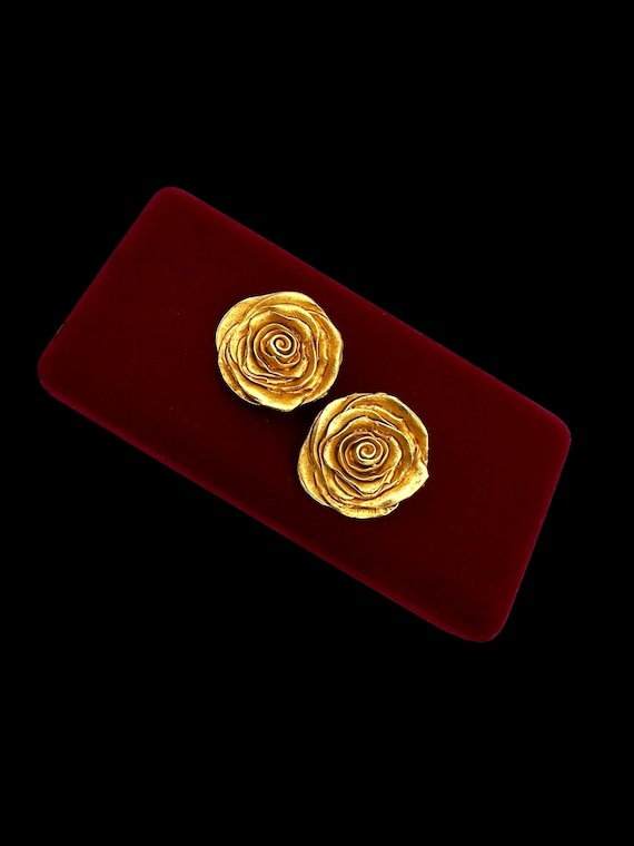 Vintage KATE HINES Earrings Clipon Earrings Rose … - image 3